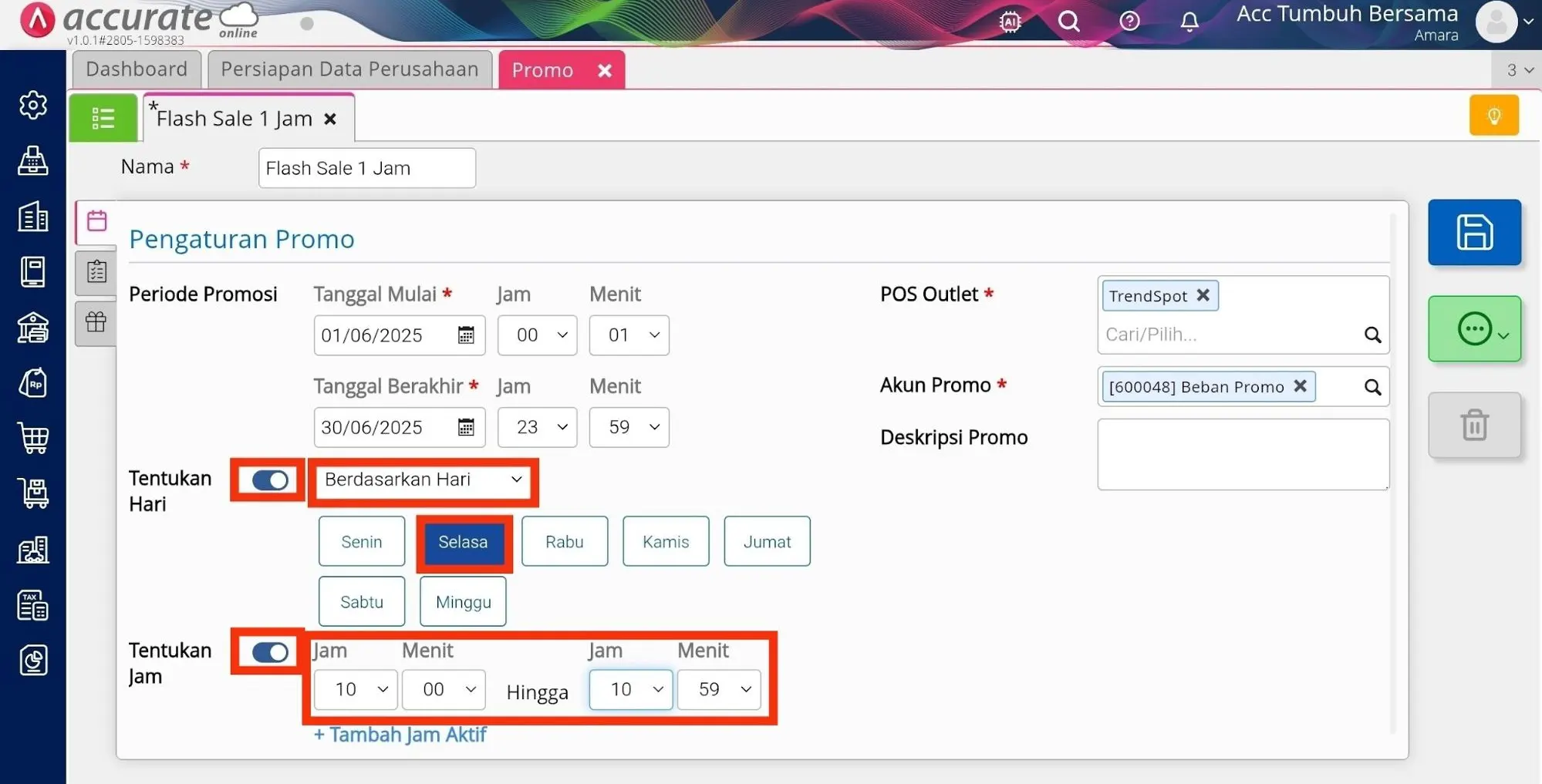 4 Cara membuat promo flash sale pada Accurate POS